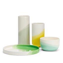 Herringbone VaseHerringbone Vase, geribbeld, geel