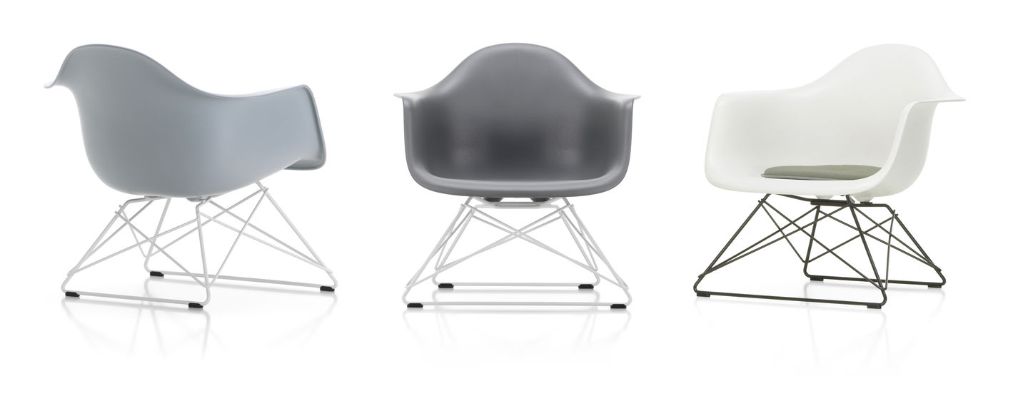 LAREames Plastic Armchair LAR, verchroomd, pebble