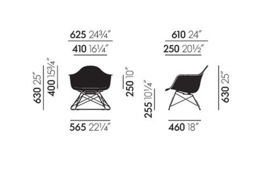 LAREames Plastic Armchair LAR, verchroomd, pebble
