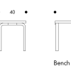 Bench 153B poten in Bench 153B poten in naturel gelakt berken zitgedeelte 72,5 x 40cm zit berken in dennenhout fineer ColoRing pink/purple, in carry away package