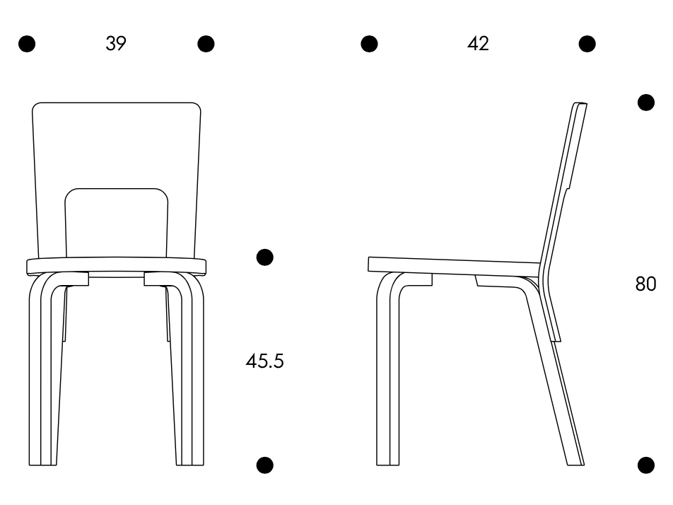 Chair 66 Chair 66 ongemonteerd rugleuning, zittng en poten zwart gelakt berkenhout zithoogte 45,5cm