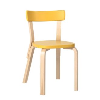 Chair 69 Chair 69 ongemonteerd onderstel gelakt naturel berken Zitting en rugleuning gelakt yellow zithoogte 45,5cm