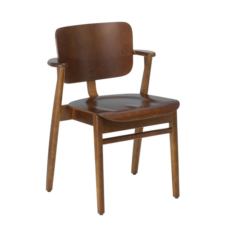 Domus Chair Domus Stoel zitting en rug multiplex, frame van notenhout gebeitst massief hout, zichtbare schroeven van gebeitst notenhout: zwart stapelbaar tot 4 stuks, gemonteerd