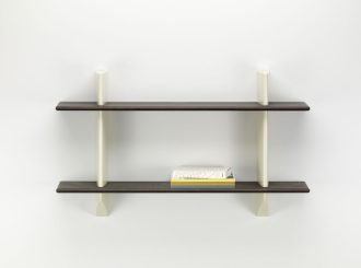 Rayonnage MuralRay.Mural - Blanc Colombe - Dark stained oak