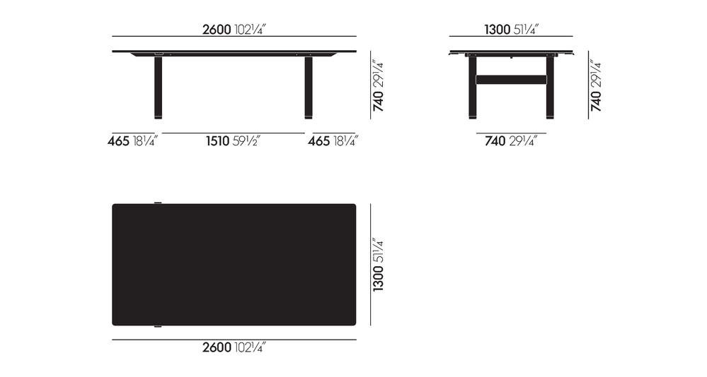 Tyde 2 - sta-zit-vergadertafel Tyde 2 - Meeting Table - 260x130