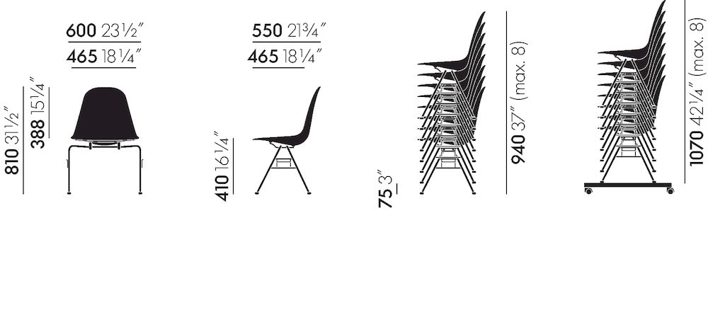 Eames Plastic Side Chair RE (DSS-N)Eames Plastic Side Chair RE - DSS-N - forest green - chrome