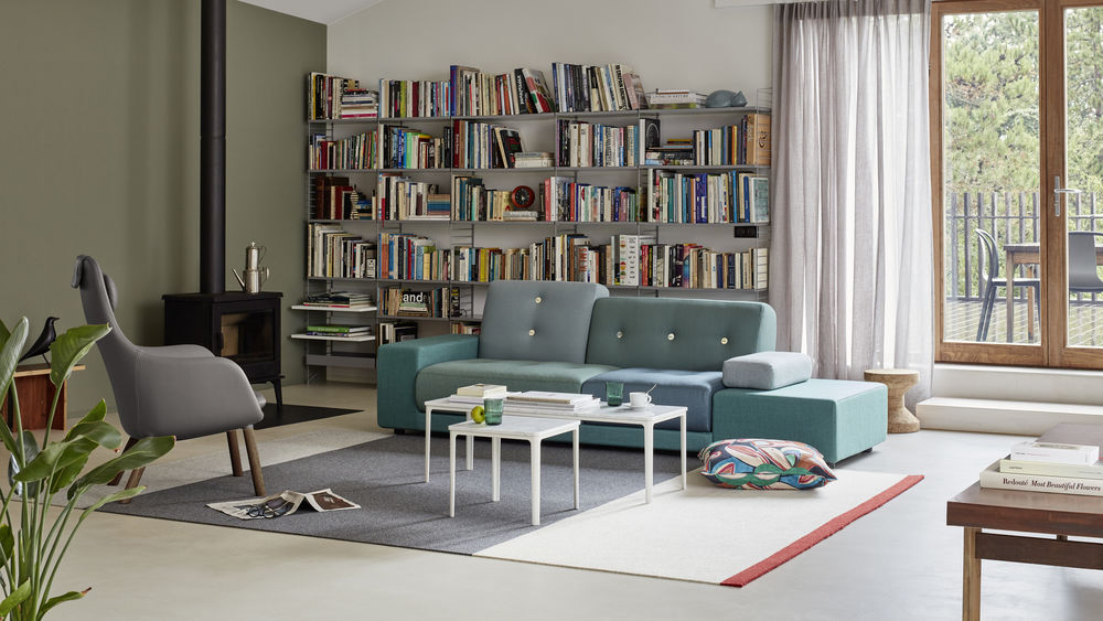 Polder SofaPolder Sofa - The Sea Greens - light buttons - arm left