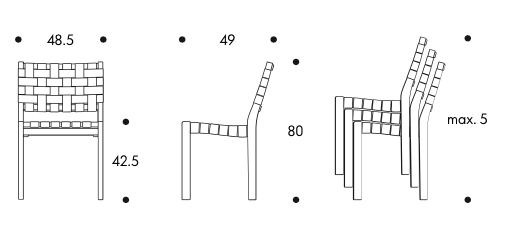 Chair 611Artek - Chair 611, naturel/rood