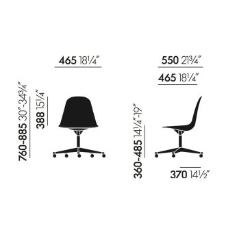 Eames Plastic Side Chair PSCCPSCC, aluminium gepolijst, wit