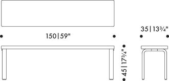 Bench 168BArtek - Bank 168B massief blad, zwart gelakt