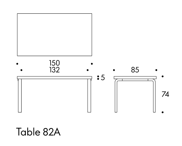Table 82A, rectangular tabletopTB82A Artek Tafel 82A berken 74 cm