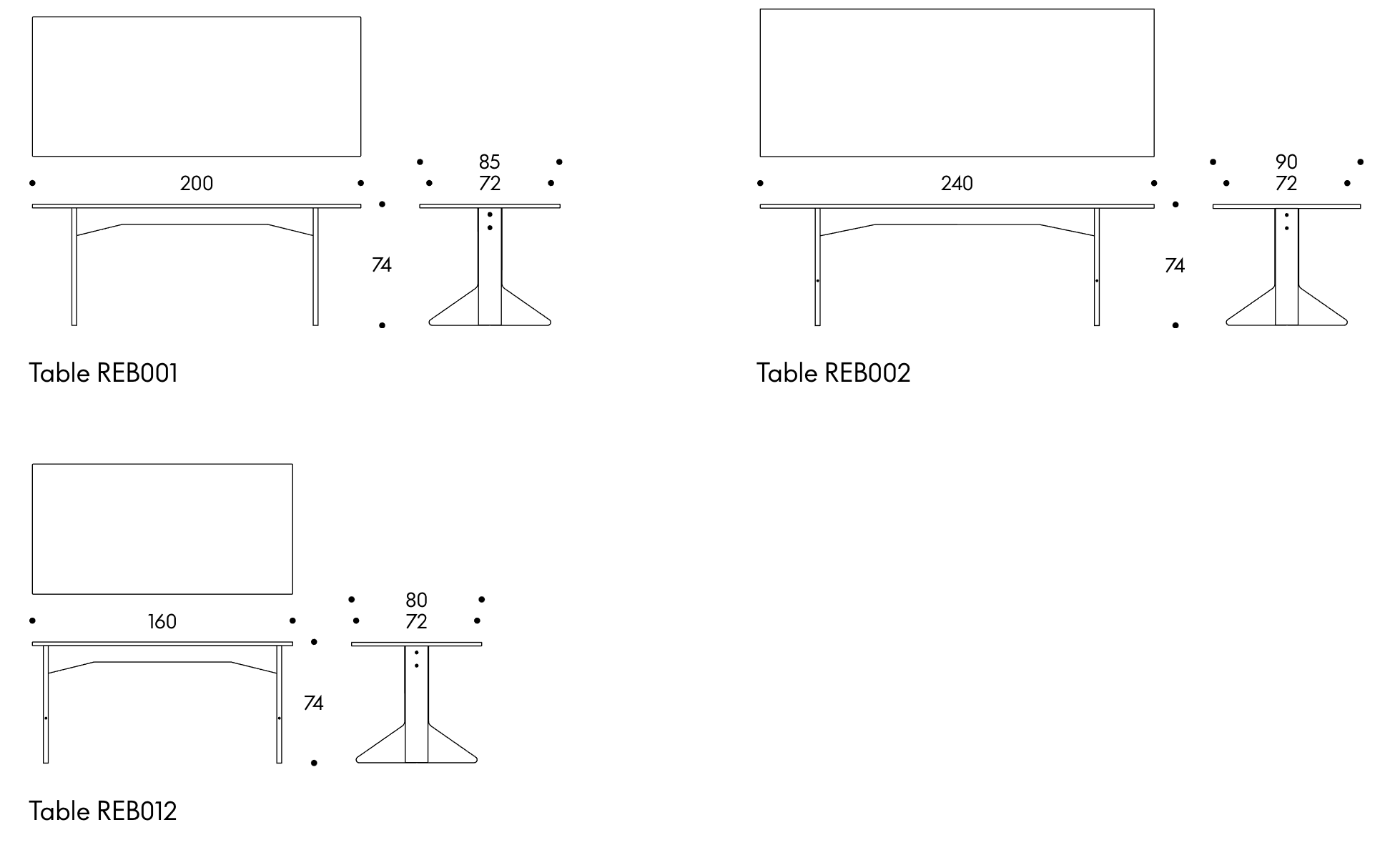 REB012, Kaari Table Artek REB012 Kaari Tafel 160x80cm