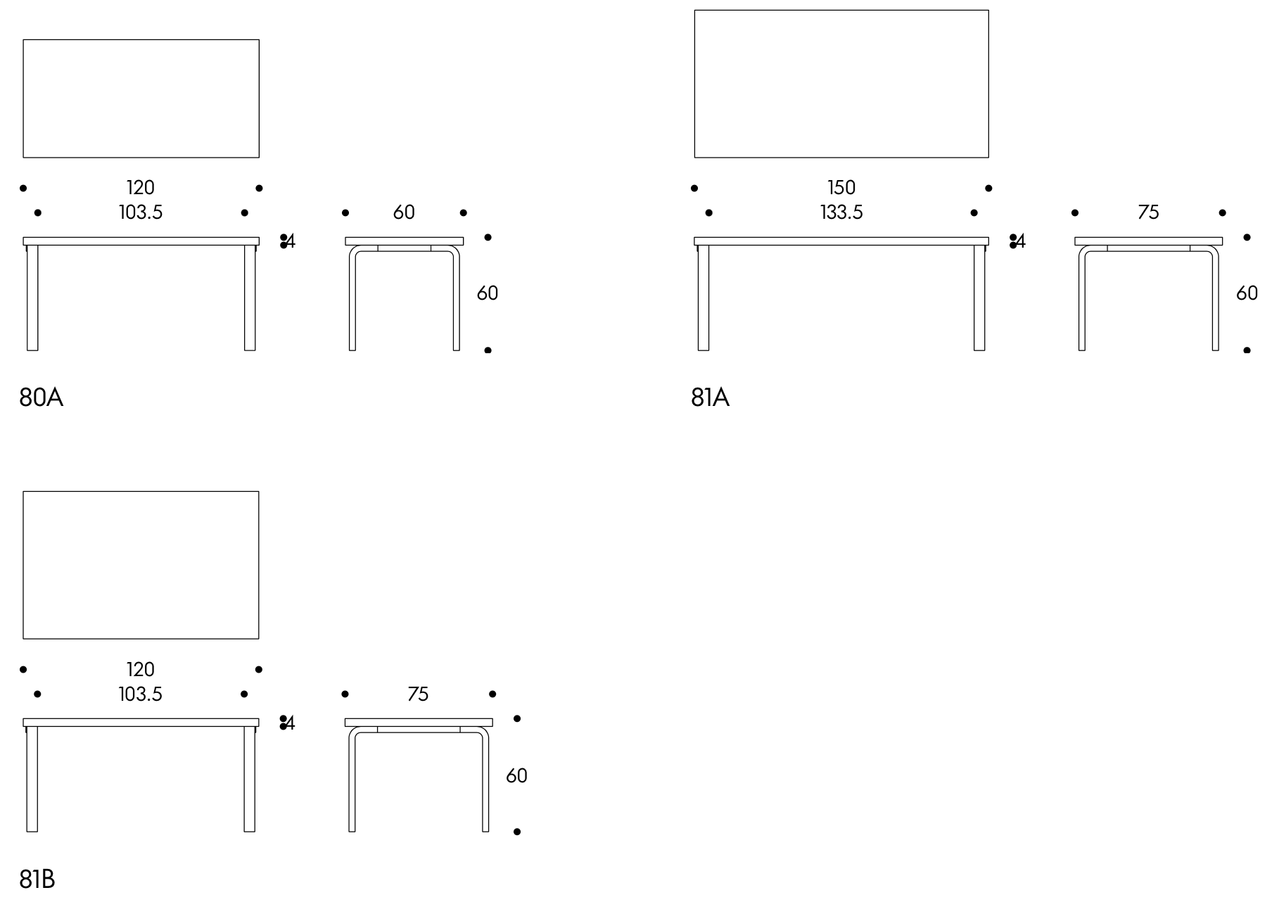 Children's Table 80AArtek TB80A Kindertafel 80A berken 60 cm