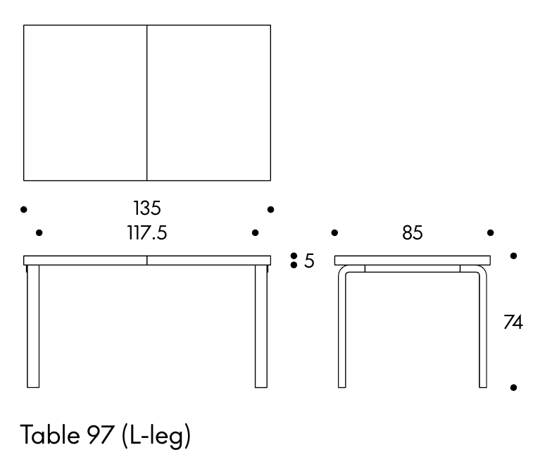 Extension table 97 top in birch veneerArtek TB97 Extension Table 97 berken 74cm