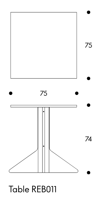 REB011, Kaari TableArtek REB011 Kaari Tafel 75x75cm