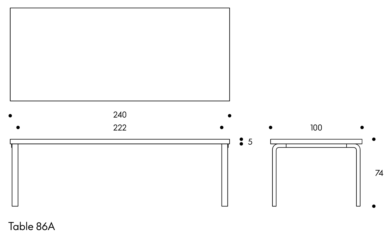Table 86ATB86A Artek Tafel 86A berken 74cm