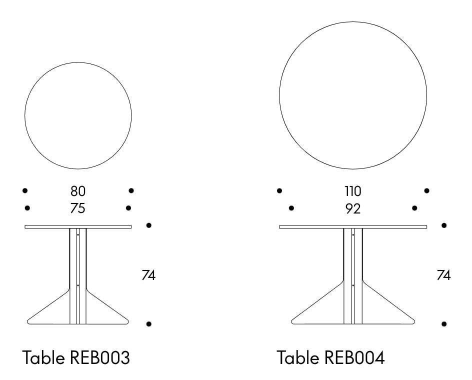 REB 003 Kaari TableArtek REB003 Kaari Tafel rond ø80cm