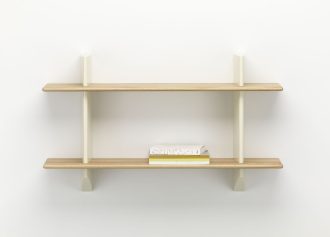 Rayonnage MuralRay.Mural - Blanc Colombe - Natural oak