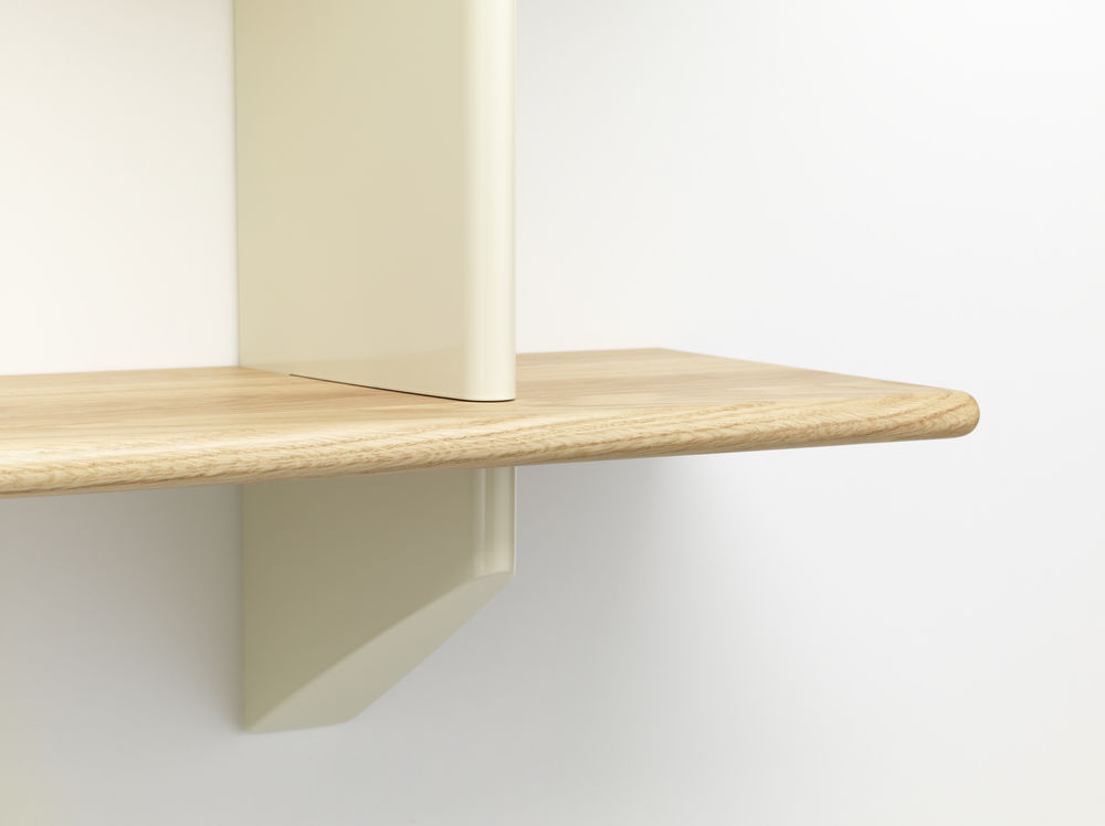 Rayonnage MuralRay.Mural - Blanc Colombe - Natural oak
