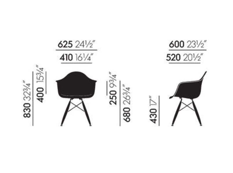 Eames Fiberglass Armchair (DAW)DAW Fiberglass Armchair - raw umber, donker esdoorn