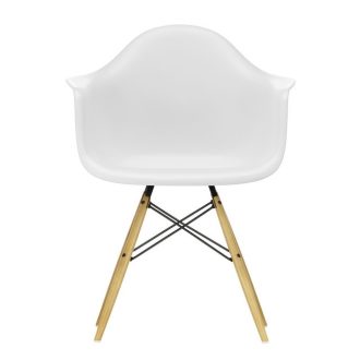 Eames Plastic Armchair RE (DAW)DAW Plastic Armchair RE - cotton white, goudkleurige esdoorn