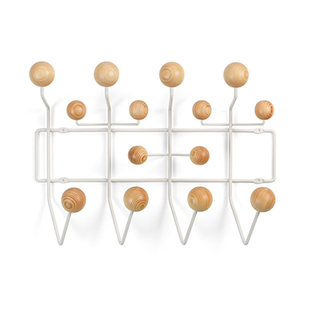 Hang it all Vitra - Hang It All: wit frame, houten bollen dennenhout