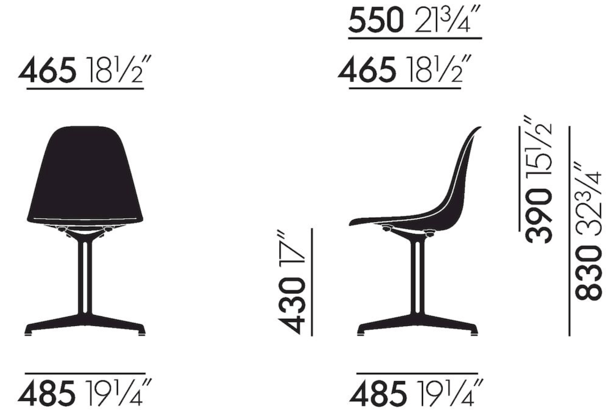 Eames Plastic Side Chair DSLEPC DSL Plastic Side Chair (nieuwe h.)