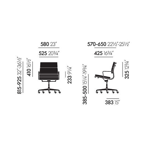 Soft Pad EA 217Eames Soft Pad EA 217 bureaustoel zwart, leder Premium
