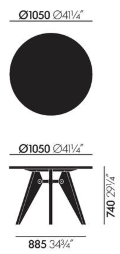Guéridon ø105Guéridon - ø1050 tafelblad/poten massief eiken, geolied