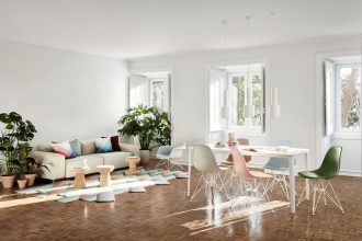 Eames Plastic Side Chair (DSR)DSR Plastic side chair - pebble - chrome