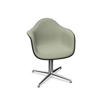 Eames Plastic Armchair DALEames Plastic Armchair DAL - Hopsak - Ivory/Forest - Pebble - Aluminium Gepolijst