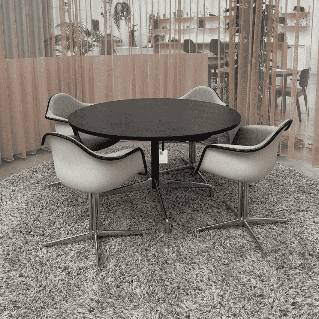 Eames Plastic Armchair DALEames Plastic Armchair DAL - Hopsak - Ivory/Forest - Pebble - Aluminium Gepolijst