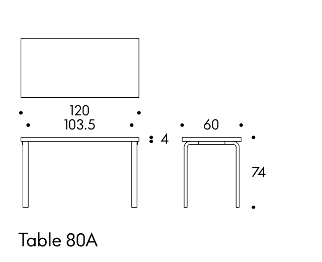 Table 80A blad in berkenArtek Tafel 80A blad in berken